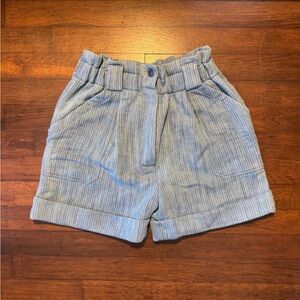 Paul & Joe Light Blue Ribbed High-Waist Paperbag Shorts